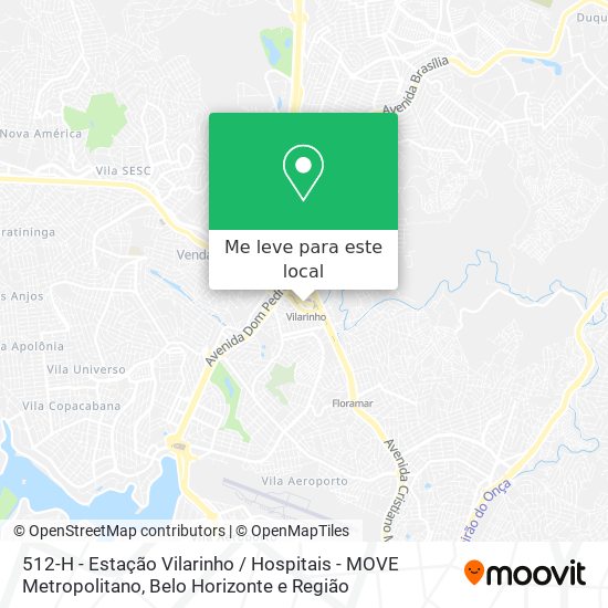 512-H - Estação Vilarinho / Hospitais - MOVE Metropolitano mapa