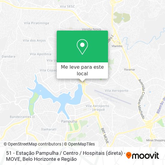 51 - Estação Pampulha / Centro / Hospitais (direta) - MOVE mapa