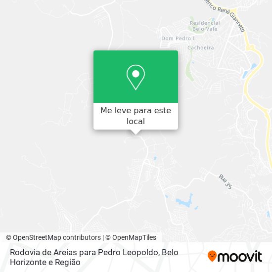 Rodovia de Areias para Pedro Leopoldo mapa