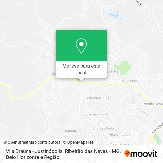 Vila Braúna - Justinópolis. Ribeirão das Neves - MG mapa