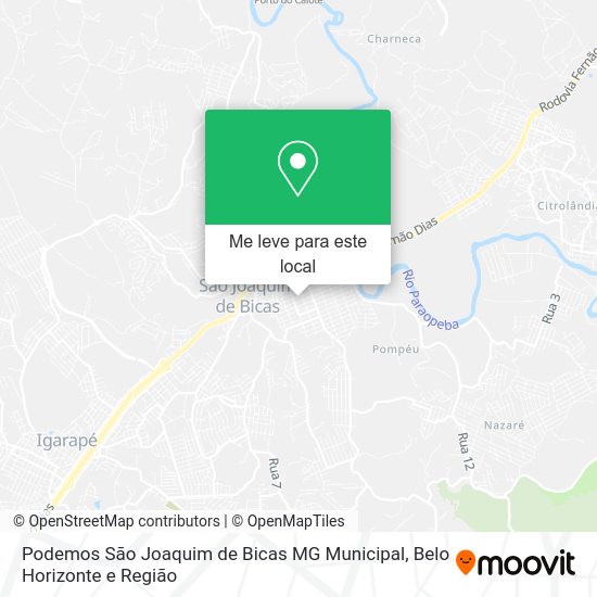 Podemos São Joaquim de Bicas MG Municipal mapa