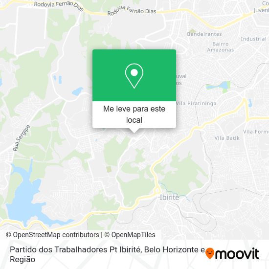 Partido dos Trabalhadores Pt Ibirité mapa