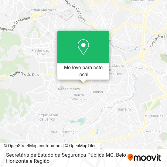 Secretária de Estado da Segurança Pública MG mapa