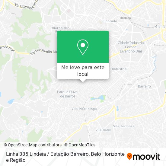 Linha 335 Lindeia / Estação Barreiro mapa