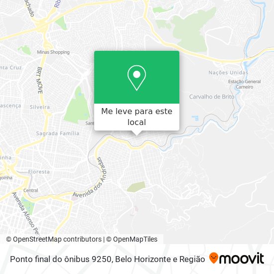 Ponto final do ônibus 9250 mapa