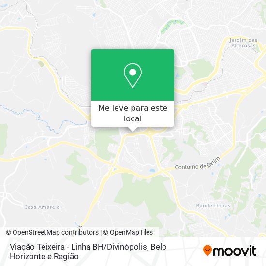 Viação Teixeira - Linha BH / Divinópolis mapa