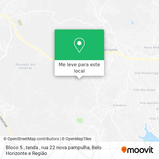 Bloco 5 , tenda , rua 22 nova pampulha mapa