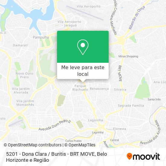 5201 - Dona Clara / Buritis - BRT MOVE mapa