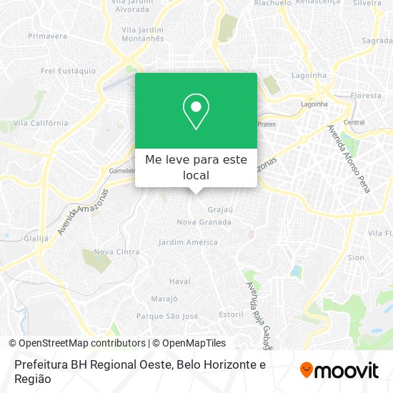 Prefeitura BH Regional Oeste mapa