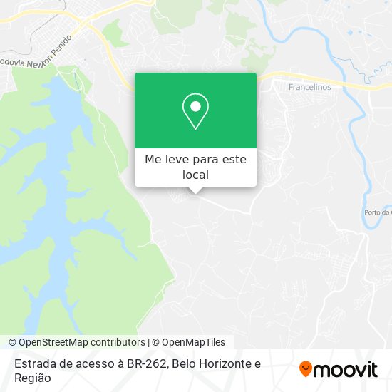 Estrada de acesso à BR-262 mapa