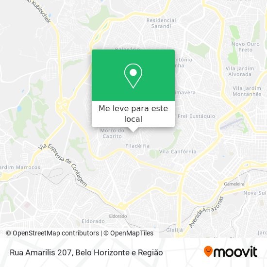 Como chegar até Rua Amarilis 207 em Belo Horizonte de Ônibus ou Metrô?