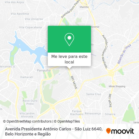 Avenida Presidente Antônio Carlos - São Luiz 6640 mapa