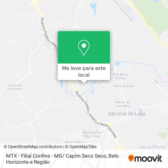 MTX - Filial Confins - MG/ Capim Seco Seco mapa