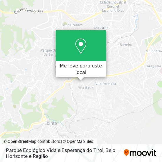 Parque Ecológico Vida e Esperança do Tirol mapa
