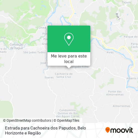 Estrada para Cachoeira dos Papudos mapa