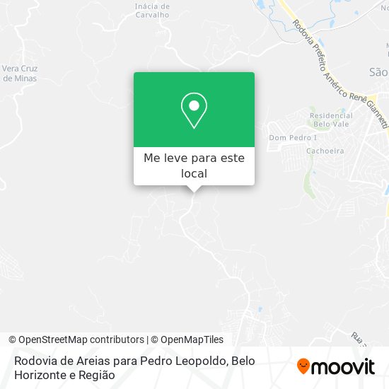 Rodovia de Areias para Pedro Leopoldo mapa
