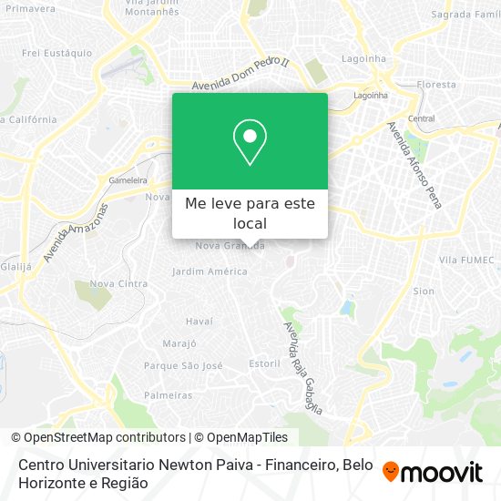 Centro Universitario Newton Paiva - Financeiro mapa
