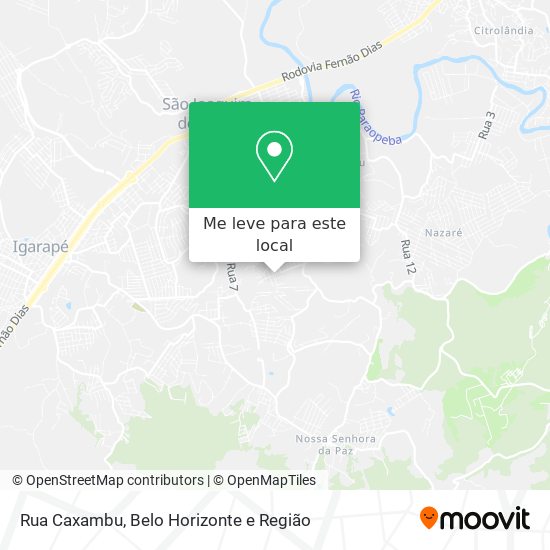 Rua Caxambu mapa