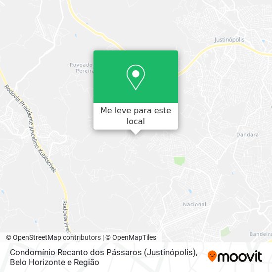 Condomínio Recanto dos Pássaros (Justinópolis) mapa