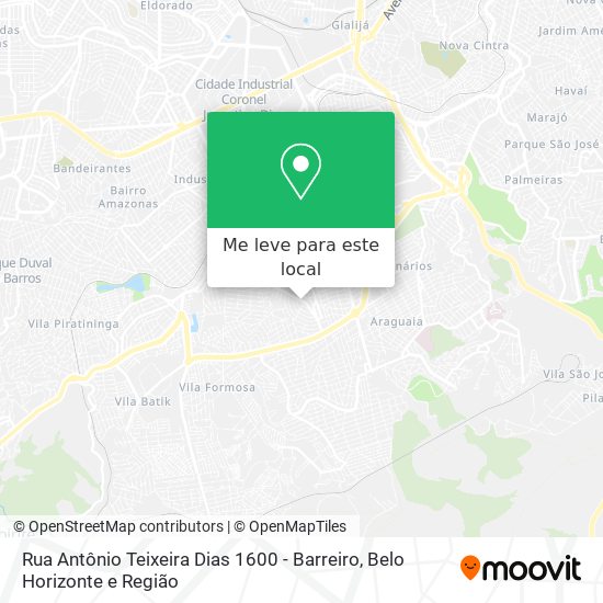 Rua Antônio Teixeira Dias 1600 - Barreiro mapa