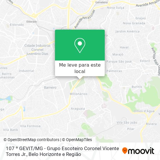107 º GEVIT / MG - Grupo Escoteiro Coronel Vicente Torres Jr. mapa