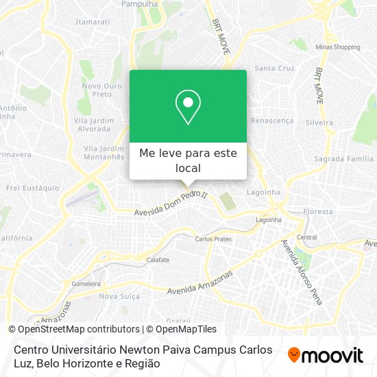 Centro Universitário Newton Paiva Campus Carlos Luz mapa