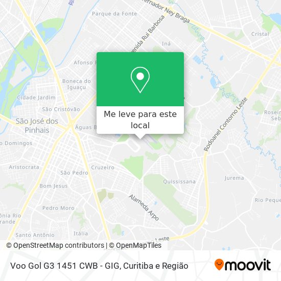 Voo Gol G3 1451 CWB - GIG mapa