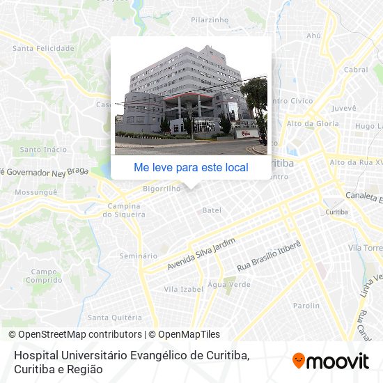 Hospital Universitário Evangélico de Curitiba mapa