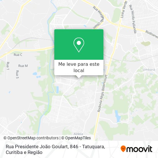 Rua Presidente João Goulart, 846 - Tatuquara mapa