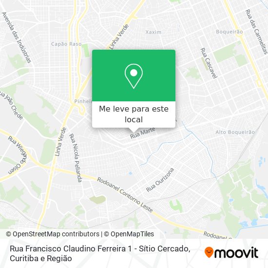 Rua Francisco Claudino Ferreira 1 - Sítio Cercado mapa