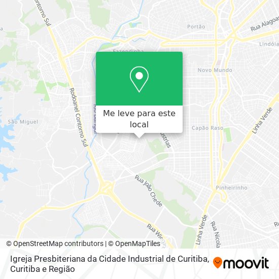 Igreja Presbiteriana da Cidade Industrial de Curitiba mapa