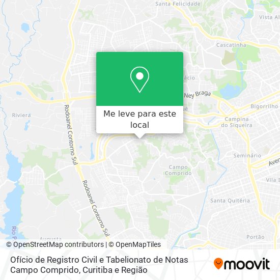 Ofício de Registro Civil e Tabelionato de Notas Campo Comprido mapa