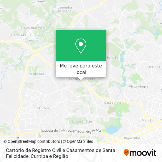 Cartório de Registro Civil e Casamentos de Santa Felicidade mapa