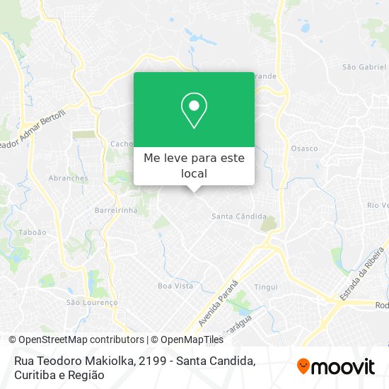 Rua Teodoro Makiolka, 2199 - Santa Candida mapa