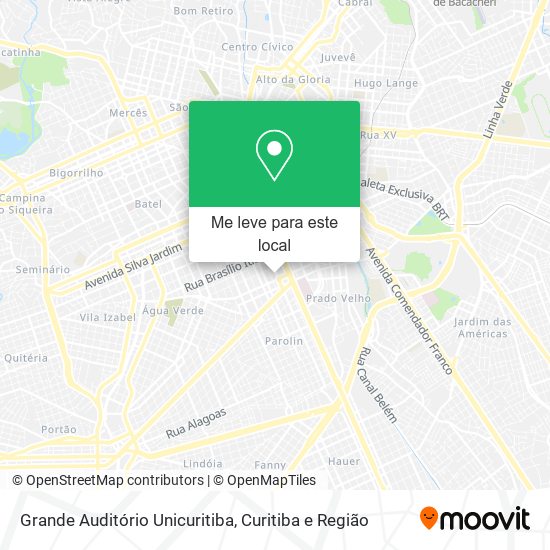 Grande Auditório Unicuritiba mapa