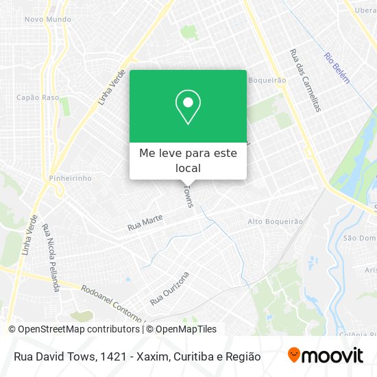 Rua David Tows, 1421 - Xaxim mapa