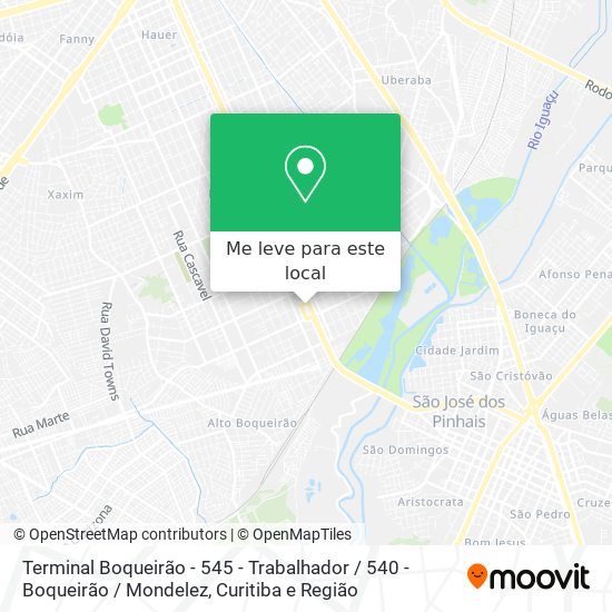 Terminal Boqueirão - 545 - Trabalhador / 540 - Boqueirão / Mondelez mapa