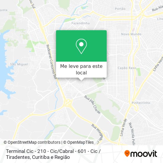 Terminal Cic - 210 - Cic / Cabral - 601 - Cic / Tiradentes mapa