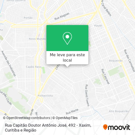 Rua Capitão Doutor Antônio José, 492 - Xaxim mapa