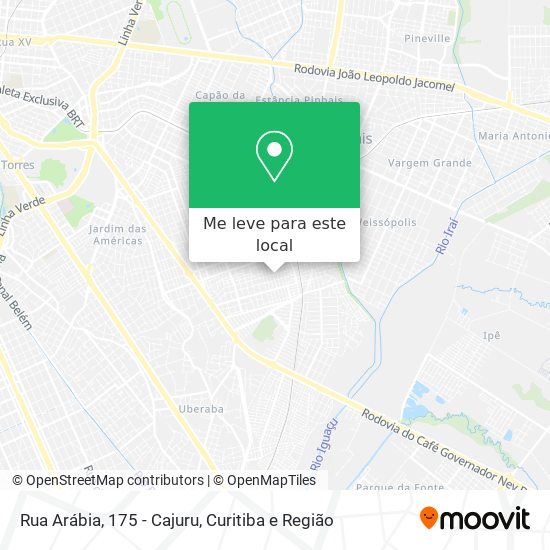 Rua Arábia, 175 - Cajuru mapa