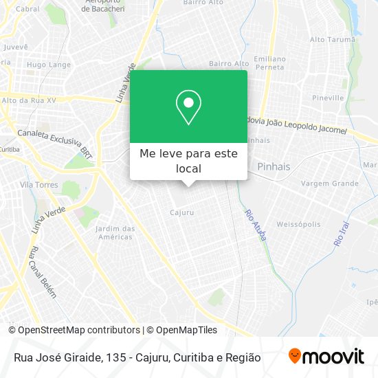 Rua José Giraide, 135 - Cajuru mapa