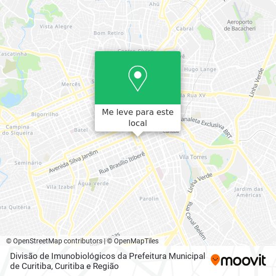 Divisão de Imunobiológicos da Prefeitura Municipal de Curitiba mapa