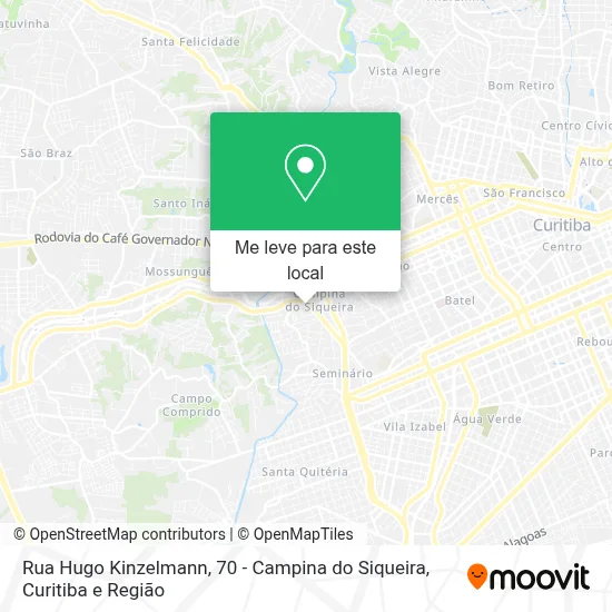 Rua Hugo Kinzelmann, 70 - Campina do Siqueira mapa
