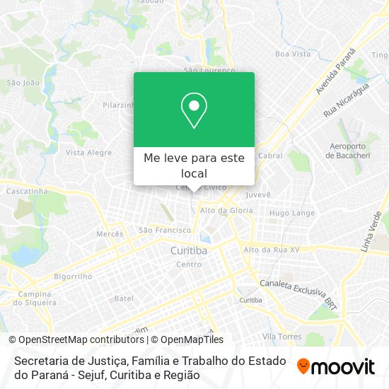 Secretaria de Justiça, Família e Trabalho do Estado do Paraná - Sejuf mapa