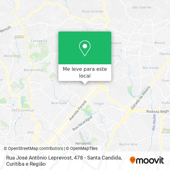 Rua José Antônio Leprevost, 478 - Santa Candida mapa