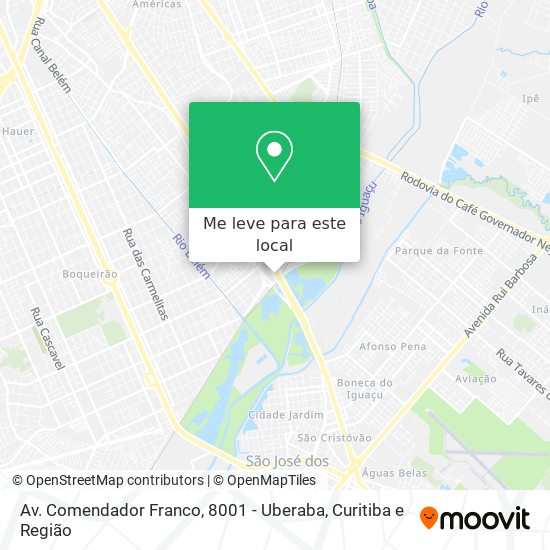 Av. Comendador Franco, 8001 - Uberaba mapa