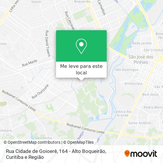 Rua Cidade de Goioerê, 164 - Alto Boqueirão mapa