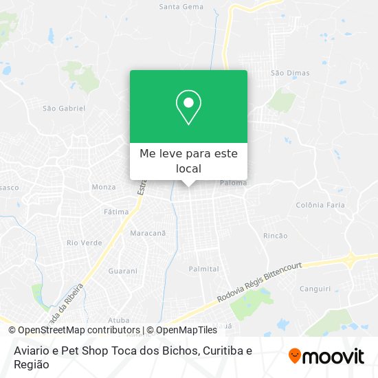 Aviario e Pet Shop Toca dos Bichos mapa