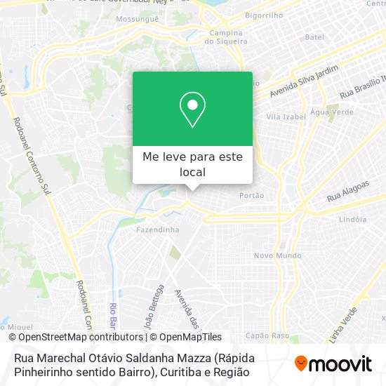 Rua Marechal Otávio Saldanha Mazza (Rápida Pinheirinho sentido Bairro) mapa