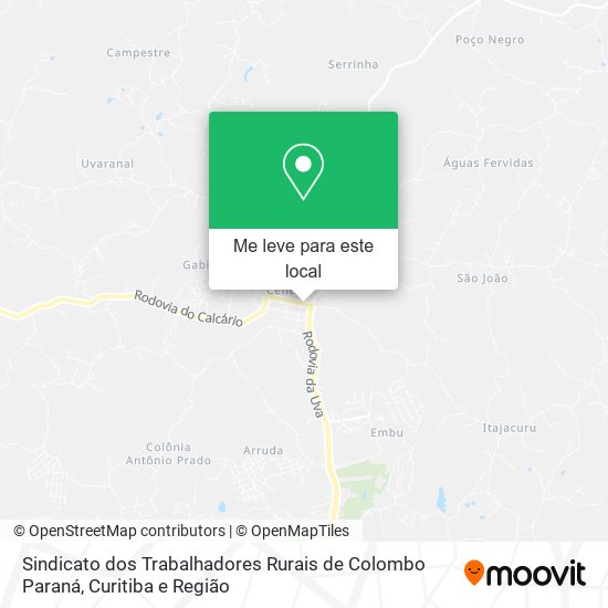 Sindicato dos Trabalhadores Rurais de Colombo Paraná mapa